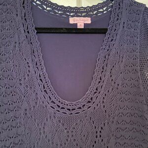 Lilly Pulitzer Blue Knit Midi Dress with Pom Hem.  Size M